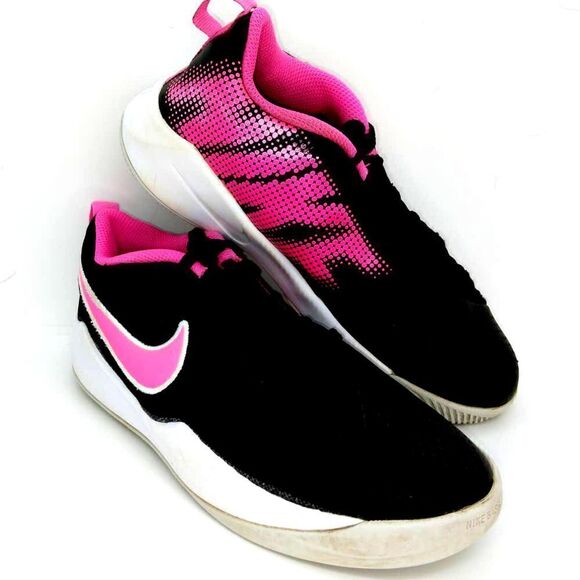 Nike Team Hustle Quick 2 Girl's Pre-owned Black & Pink Sneakers - sz. 4 1/2 - Picture 1 of 8